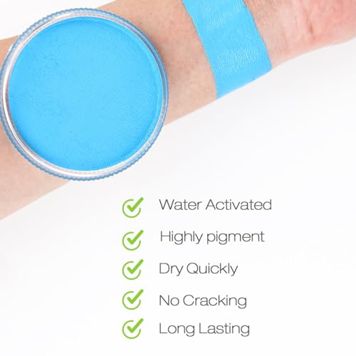 Bowitzki 30g Professional Face Paint Body Paint Water Based Face painting Makeup for Adults Split Cake Single Color - Light Blue - color: Light Blue