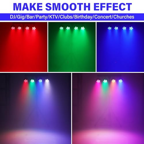 Telbum DJ Stage Lights with Stand, 240W RGBW LED Par Light, DMX, Wireless Footpedal, Remote Control, Sound-Activated Professional DJ Lighting Package for Gig Bar Wedding Party Show Church and Concerts