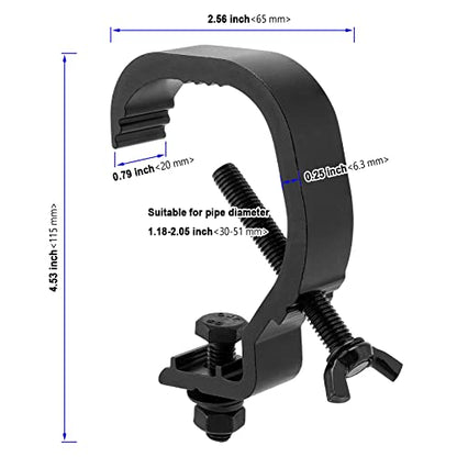 10 Pack Stage Light Clamp Hook, Aluminum Alloy Truss C-Clamp, Heavy Duty Stage Lights Truss Clamp for DJ Lighting Par Lights Spot Lights, Fit for 1.18-2 Inch OD Tube/Pipe, Black