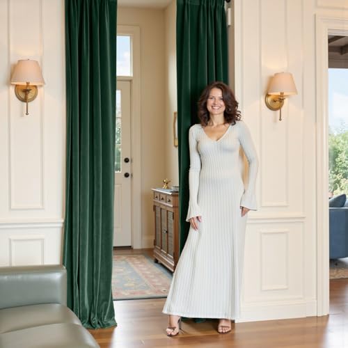 Lazzzy Green Velvet Curtains 96 Inch Length Blackout Pinch Pleated Room Darkening Drapes Luxury Back Tab Thermal Modern Treatments for Bedroom Living Room 2 Panels, 52 x 96 Inch, Emerald Green - color: Emerald Green, size: 52"W x 96"L (Pack of 2)