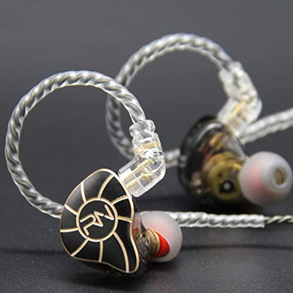 RevoNext HiFi IEM Earbuds with Microphone, 4BA+1DD Hybrid Driver Wired Earbuds, in Ear Monitor Headphones with Detachable Cable, Noise Isolating Earphones for Musicians, Gaming, Studio - color: Black