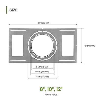 ASD 6 Pack New Construction Mounting Plate Round Hole - 8/10/12 Inch Flat Galvanized Steel Wafer Light Rough In Plate, Universal Light Fixture Mounting Bracket for LED Recessed Lighting - color: Symmetric 8-10-12", size: 6 Pack