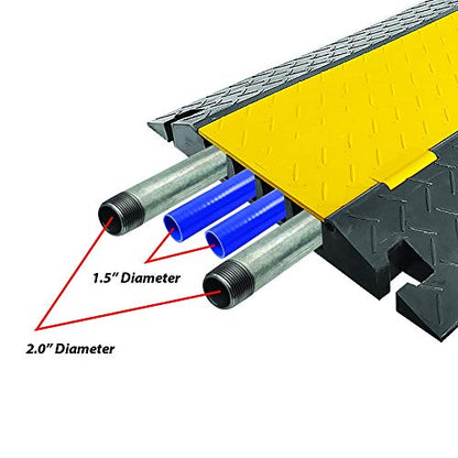 Pyle Hose & Cable Protection Ramp - Extra Heavy Duty Four Channel Extra Large Opening for Water Hose Car Truck Pedestrian Ramp Supports 55000 Lbs, Flip-Open Cover, 31.5” x 23.2” x 3.14” PCBLCO108