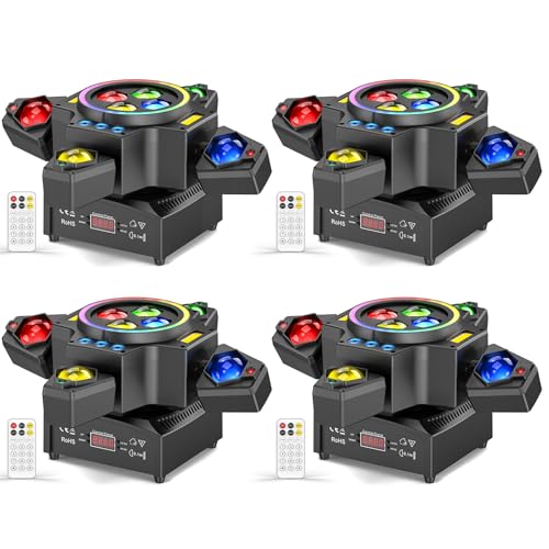 4PCS 120W Stage Moving Head Light,RGBW Beam/Wash/Red Green Starry Sky Golden Strobe RGB Halo Effect Light,Sound-Active/DMX/Remote Control for Party Club Stage Show - color: 4 PCS