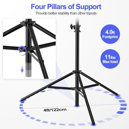EMART 15.8ft Heavy Duty Light Stand Photography Tripod for Photography | Air-Cushioned Aluminum Alloy Light Stand with 1/4'' and 3/8'' Screw, Compatibility for Sports Games/Wedding Recording - size: 15.8FT