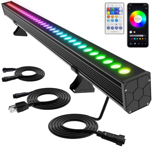 LED Wall Washer Light, 40in Linkable RGBCW Light Bar, IP65 Waterproof, App & RF Remote, 2700K-6500K Tunable White, 1%-100% Dimmable, 120V - color: Linkable RGBCW Color Changing