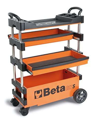 Beta C27S Orange Collapsible Rolling Tool Cart | 200 Pound Load Capacity - color: Orange