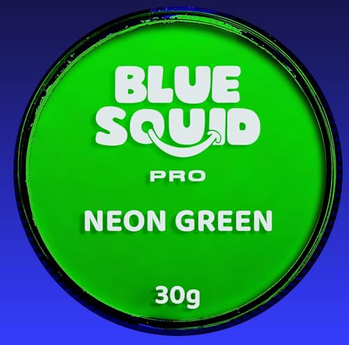 Blue Squid Face Paint Water Based Single Cake Professional Face Paint & Body Paint - Water Activated, Kids Adults Face Painting for Costume, Halloween Makeup, Cosplay - Neon Green Face Paint 30g - color: Neon Green
