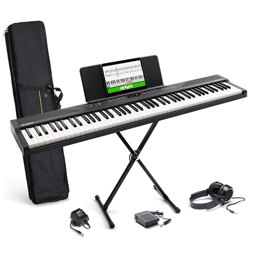 Alesis Recital Play 88-Key Piano Keyboard Bundle | Portable, 480 Voices, Split/Layer Modes, Includes Lessons, Stand, Sustain Pedal, Headphones, Carry Bag, for Beginners - size: 88 keys + accessories, style: Recital Play w/ Accessories