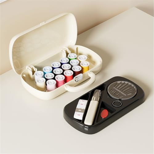 WANSHUNLMI 150 Pcs Creamy White Sewing Project Kit, Travel Family Sewing Supplies Repair Kit Portable Small Traveler Sewing Kit Sewing Thread Accessories DIY Sewing Supplies Organizer (White) - color: White