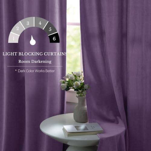 NICETOWN Lilac Purple Velvet Curtains & Drapes for Girls' Bedroom 84" Long - color: Lilac Purple, size: 52"W x 84"L (Pack of 2)