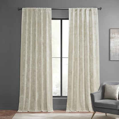 HPD Half Price Drapes Lush Crush Velvet Curtains - Room Darkening Curtain 84 Inches Long for Bedroom & Living Room, Luxury Look, Rod Pocket Design, (1 Panel), 50W x 84L, Champagne - color: Champagne, size: 50"W x 84"L (Pack of 1)