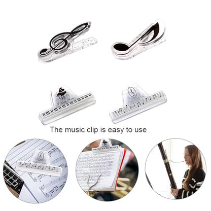 4 Pack Music Sheet Holder Clip, Non-Slip & Adjustable Page Clip for Piano Keyboard, Guitar, Stands - Portable Accessory for Musicians & Practice