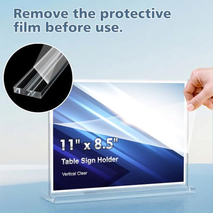 Comix Acrylic Sign Holder 11x8.5 Inches, 12 Pack Display Stand Flyer Holder | Clear Vertical Plastic Table Paper Stand, Double Sided Menu Flyer Stand for Cafe, Restaurants, Store, Office, Wedding - size: 6 Pack 11x8.5 inches