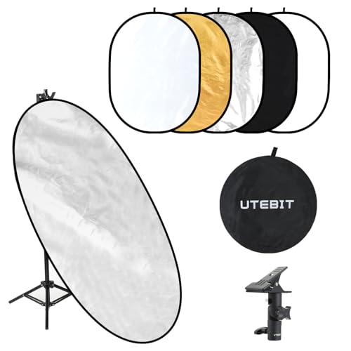 UTEBIT 35"x47" Photography Reflector with Stand, Include Clamp&Carrying Bag - size: 35x47 Inch