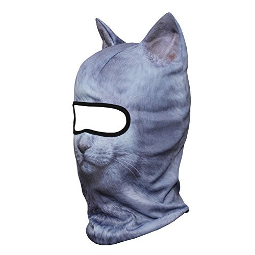 WTACTFUL 3D Animal Ears Balaclava, Breathable Face Mask for Halloween | Stand-Up Ears, Windproof Dustproof, Quick-Dry, No Fade Print, Soft, for Music Festivals Raves Ski Snowboard Moto Party - color: British Shorthair Meb-06