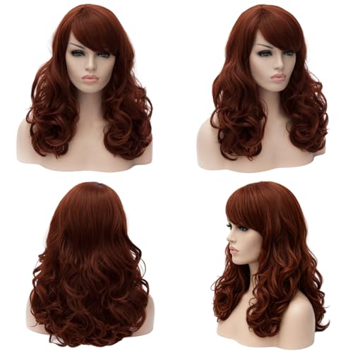 Cying Lin 18" Long Curly Red Brown Beehive Wig Heat Resistance Fiber Synthetic Hair Party Natrual Wigs Peluca (RED BROWN) - color: RED BROWN