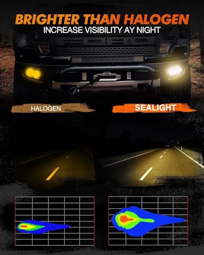 SEALIGHT H8 H16 H11 LED Fog Light Bulbs Yellow, 600% Brightness H11 Led Bulb Yellow Fog Lamps, 3000K Amber Strong Penetration H9 H8 Fog Light Bulb for Cars,Trucks, Plug and Play(Pack of 2) - color: Yellow, size: H11/H8