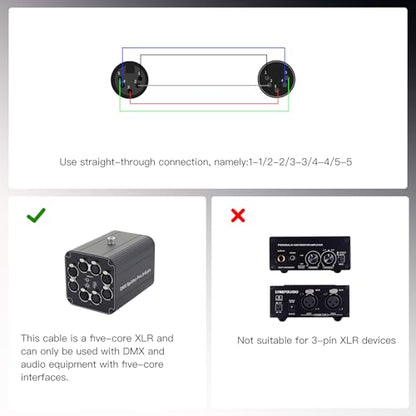 1FT 5Pin XLR Male to Female DMX512 Cable,DMX-512 XLR 5 Pin Male to 5 Pin Female DMX Lighting Cable 5Pin DMX Male to female-2Pack - size: 1Feet