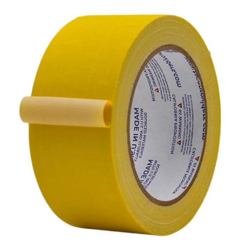 MAT Gaffer Tape Yellow Low Gloss Finish Film, 2 inch x 60 Feet, Residue Free, Non Reflective, Secure Cords to Stages, Great for Concerts or Trade Shows, Weddings, & Floor Marking - color: Yellow