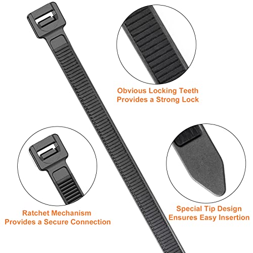 OneLeaf Cable Ties 8 Inch Heavy Duty Zip Ties with 120 Pounds Tensile Strength for Multi-Purpose Use, Self-Locking UV Resistant Nylon Tie Wraps, Indoor and Outdoor Tie Wire.120 Pcs Black - size: 120 Pack - 8 inch 120 Pounds