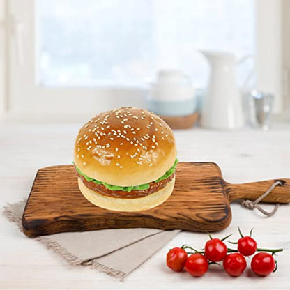 Sewroro 2 Pcs Fake Burgers Pu Artificial Burger Props 3.74 X 3.74 X 2.95 in Simulation Food for Photography Props Shop Burger Decors Display Food Decor Party and Kids Toy