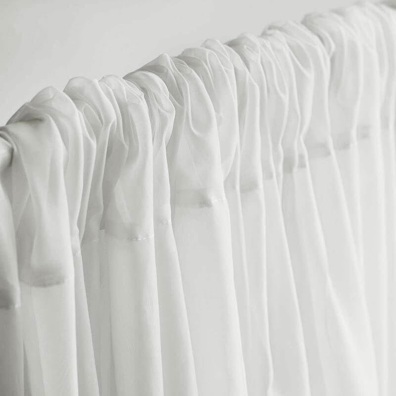 TABLECLOTHSFACTORY 10FT Fire Retardant White Sheer Voil Curtain Panel Backdrop - Premium Collection - color: White, size: 120"W x 120"L (Pack of 1)