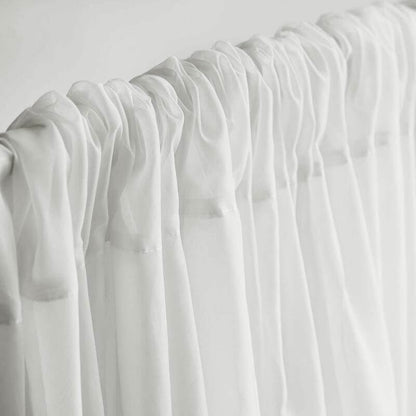 TABLECLOTHSFACTORY 10FT Fire Retardant White Sheer Voil Curtain Panel Backdrop - Premium Collection - color: White, size: 120"W x 120"L (Pack of 1)