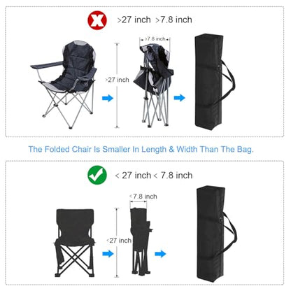 PATIKIL 27 Inch Camp Chair Replacement Bag, 2 Pack Nylon Folding Carrying Storage Bag for Beach With Large Zipper Shoulder Strap for Camping Travel, Black - size: 27 x 7.8 x 7.8 inch