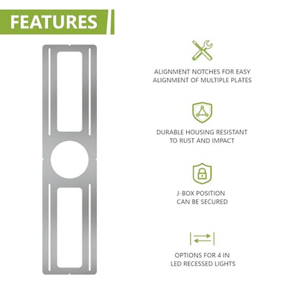 24-Pack New Construction Mounting Plate, 4Inch, LED Recessed Lighting Housing Kits, Flat Steel Rough-in Bracket Fixture for LED Light Bar, Shallow Recessed Lighting Housing Plate - color: Symmetric 4", size: 24 Pack