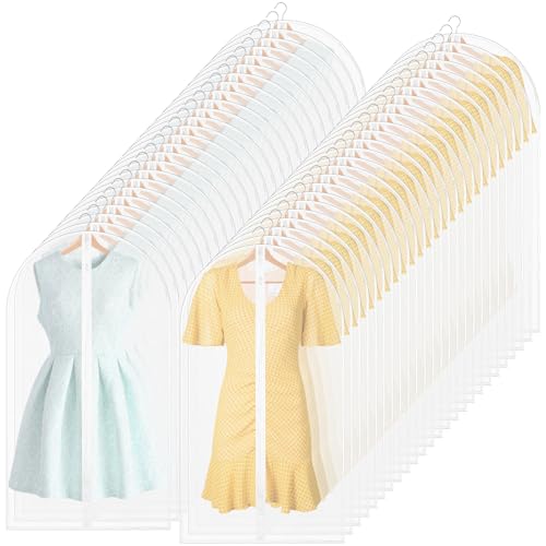 Sintuff 160 Pcs 24'' x 40'' Clear Garment Bags Bulk Clear Hanging Clothes Cover with Full Zipper Hanging Travel Garment Cover Bags for Clothes Storage