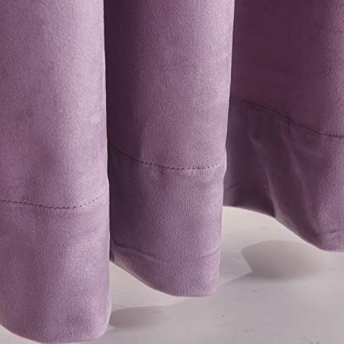 Roslynwood Velvet Lavender Curtain 63 inches Long - Curtains Light Blocking Rod Pocket Thermal Insulated Window Drapes for Dining Room/Living Room, 52Wx63L,2 Panels - color: Lavender, size: 52"W x 63"L (Pack of 2)