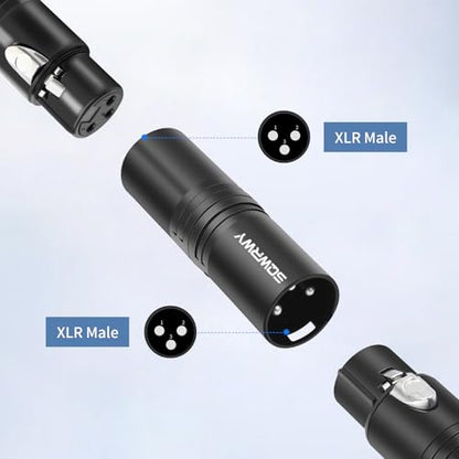 2-Pack 3Pin XLR Male to Male Adapter, Zinc Alloy Shell Balanced Audio Coupler, Secure Lock for Microphone & Cable Connection, Professional 3-Pin Connector - color: XLR M TO M