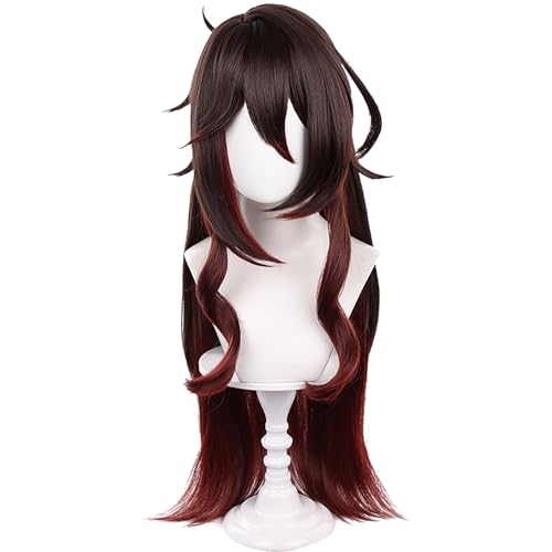 Anime Dark Brown Red Long Wavy COS Wig Women Halloween Costume - color: Deep Red Brown