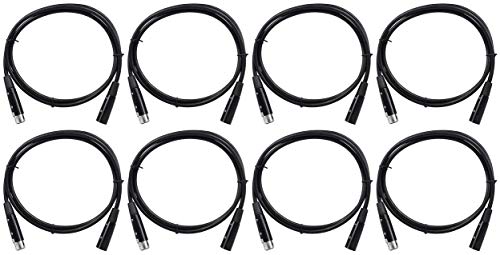 Rockville RDX5M5 5' 5-Pin Lighting Cable, Female to Male, 100% OFC, 8-Pack | DMX, Copper Conductors, Nickel Plated, 120 Ohm, XLR Connectors, Strain Relief, Hi-Density Braided Shield, EMI/RFI Rejection