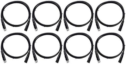 Rockville RDX5M5 5' 5-Pin Lighting Cable, Female to Male, 100% OFC, 8-Pack | DMX, Copper Conductors, Nickel Plated, 120 Ohm, XLR Connectors, Strain Relief, Hi-Density Braided Shield, EMI/RFI Rejection