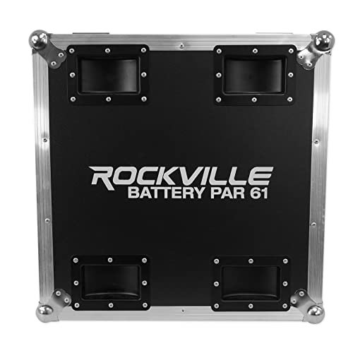 Rockville Battery PAR Pack 61 V2 Black 8 Rechargeable RGBWA+UV Wash Lights | Includes Charging Case with Wheels, 6x 6W LEDs, DMX Controls, IR Remote, 15-Hour Battery Life, Sound-Activated, Strobe - color: Black