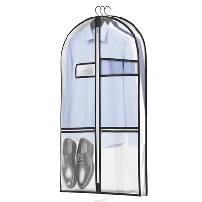 Lazebox 43" Travel Garment Bag with Accessories Zipper Pocket, Heavy Duty Suit Bag for Suits, Tuxedos, Dresses, Coats - size: 43inch-1 pack-Translucent