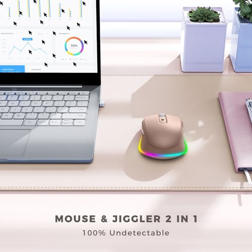 PEIOUS Wireless Mouse Jiggler, LED Mouse with Built-in Mouse Mover, Gold - color: Gold