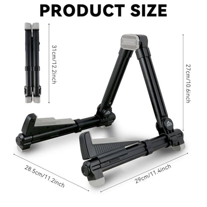 EASTROCK Portable Tripod A Frame Aluminium Music Stand,Black | Folding Guitar Stand,for Acoustic Electric Guitars, Bass, Violin, Ukulele, Banjo - color: black