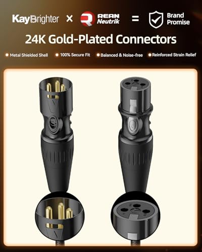 XLR Microphone Cable 6.6ft, Male to Female 3-Pin Gold Connectors from Rean-Neutrik, Oxygen-Free Copper (OFC) Balance Mic Cord, Noise-Free Hi-Fi XLR Cables Upgraded Nylon Braided - size: 6.6 FT, style: 1-Pack