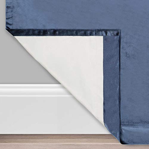 Eclipse Absolute Zero Harper Velvet Blackout Thermal Insulated Rod Pocket Curtains for Bedroom, Single Panel, 50" x 63", Navy - color: Navy, size: 50"W x 63"L (Pack of 1)