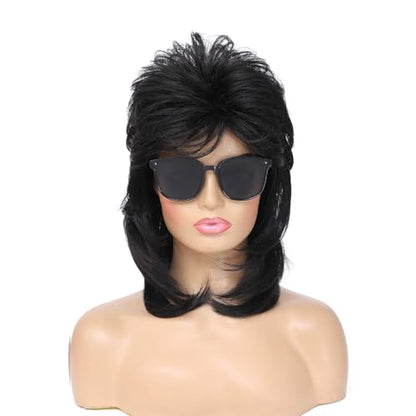 Adequate Mullet Wigs for Women, Joe Dirt,Emo Wig,80s 90s Costumes Fancy Party Accessory Cosplay Wig, Halloween Man x (Black) - color: A-Black