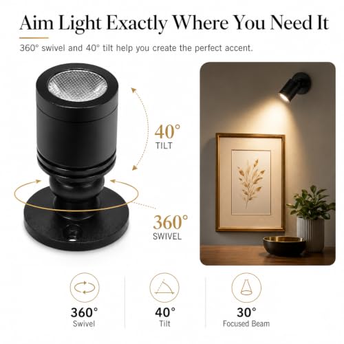 Taysing LED Spot Light Indoor Little Mini Spotlight Accent Lights for Display, Paintings, Pictures, Plants, Jewelry, Shelves, Cabinets, Posters, Showcase(Cold White-2 Pack Push Switch) - color: Cold White-2 Pack Push Switch