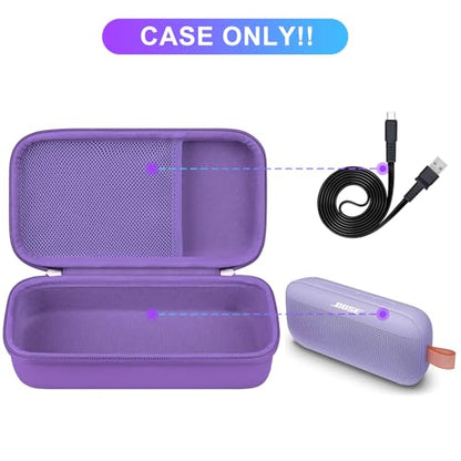 BOVKE Hard Travel Speaker Case for Bose New SoundLink Flex Speaker (2nd Gen) / Bose SoundLink Flex Bluetooth Portable Speaker, Extra Mesh Pocket for Bose Speaker Charger, Charging Cables, Lilac Purple - color: Chilled Lilac
