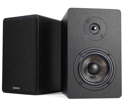 Micca MB42X Advanced 2-Way Passive Bookshelf Speakers, Stereo Pair, Black | Amplifier Required, 4-Inch Carbon-Fiber Woofer, 0.75-Inch Silk-Dome Tweeter, Desktop, Home Theater, Surround Sound - style: MB42X Advanced Bookshelf Speakers