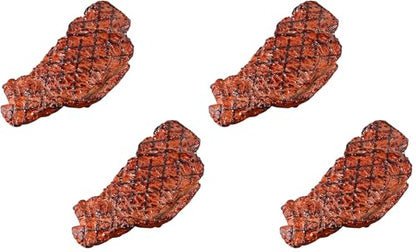 2Pcs Simulated Food Steak Artificial Lifelike Steak Fake Cooked Roast Beef Meat Model for Home Kitchen Cabinet Desk Shops Party Decor Sample Display Photography Props (Pack of 2) - size: free size (Pack of 2)
