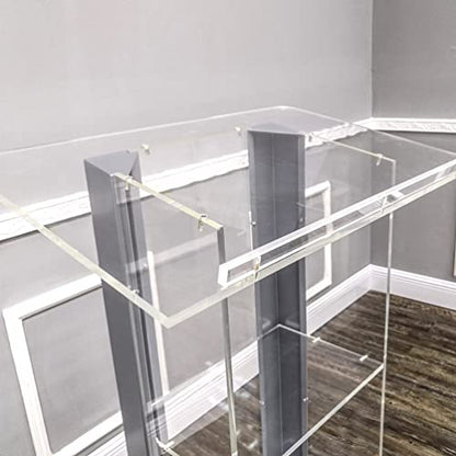 FixtureDisplays® Clear Acrylic Plexiglass Podium Steel Sides Church Pulpit School Lectern Debate Funeral Home Conference 14306NEW-NPF