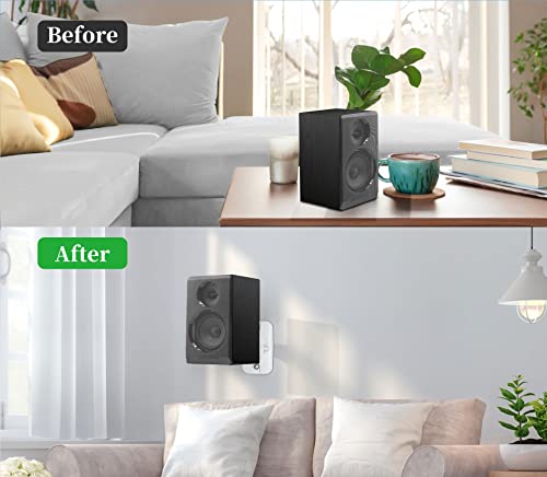 HomeMount Speaker Wall Mount Brackets for Surround Sound, 4 Pack, White | swivel and tilt, universal mounts fit rear speakers, holds up to 8 lbs, anti-slip gear lock, ideal for home theater and music - color: 4P-White