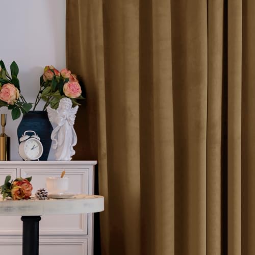BGment Velvet Curtains for Living Room, 2 Panels, 42x84 Inch, Bronze Brown | Elegant Black Out Curtains 84 Inch Long, Thick, Thermal Insulated, Noise Reduce, Luxury Bedroom Drapes, Back Tab Rod Pocket - color: Bronze Brown, size: 42"W x 84"L (Pack of 2)